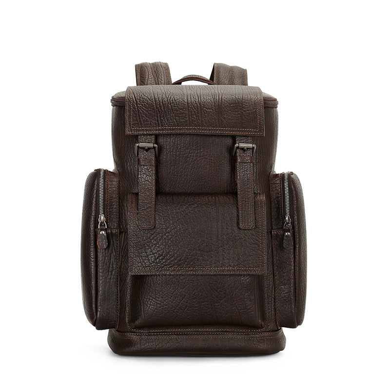 Handmade Vintage Top-Loader Zipper Full-Grain Leather Men’s Backpack