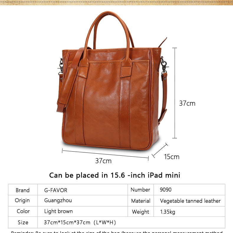 Handmade Vintage Tote Zipper Genuine Leather Women’s Luxury Handbag