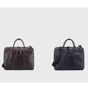 Handmade Vintage Two-Way Zipper Genuine Leather Men’s Laptop Briefcase
