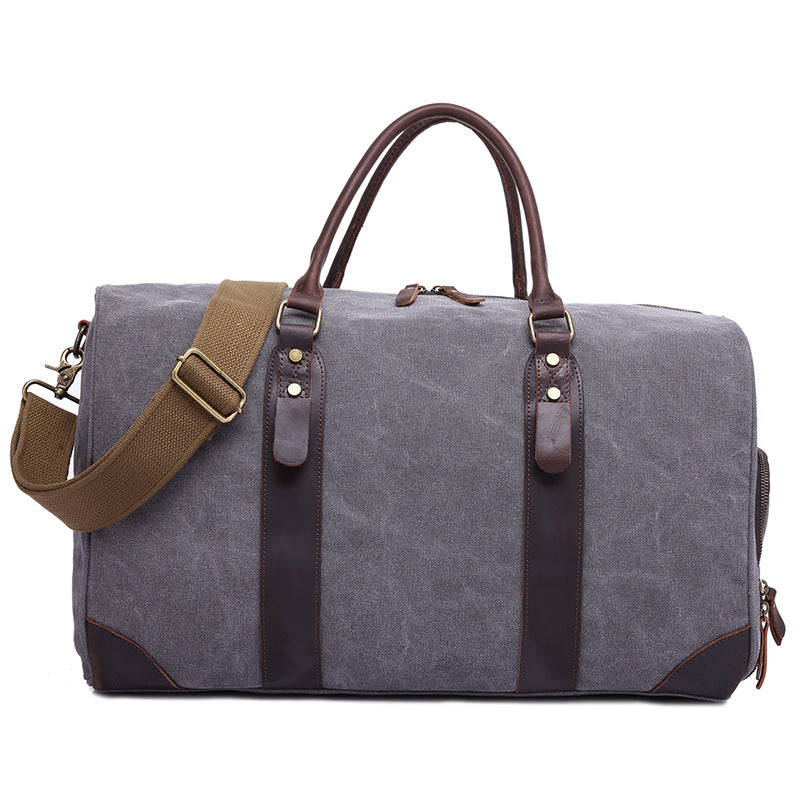 Handmade Vintage Waterproof Two-Way Zipper Canvas Men’s Travel Duffel Bag