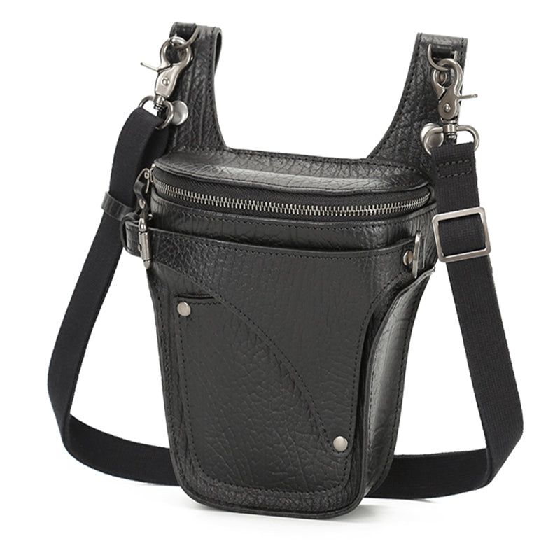 Handmade Vintage Waterproof Zipper Genuine Leather Men’s Sling Bag