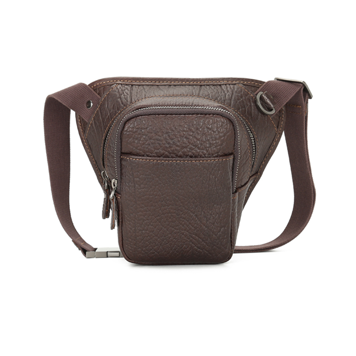 Handmade Vintage Waterproof Zipper Genuine Leather Men’s Waist Bag