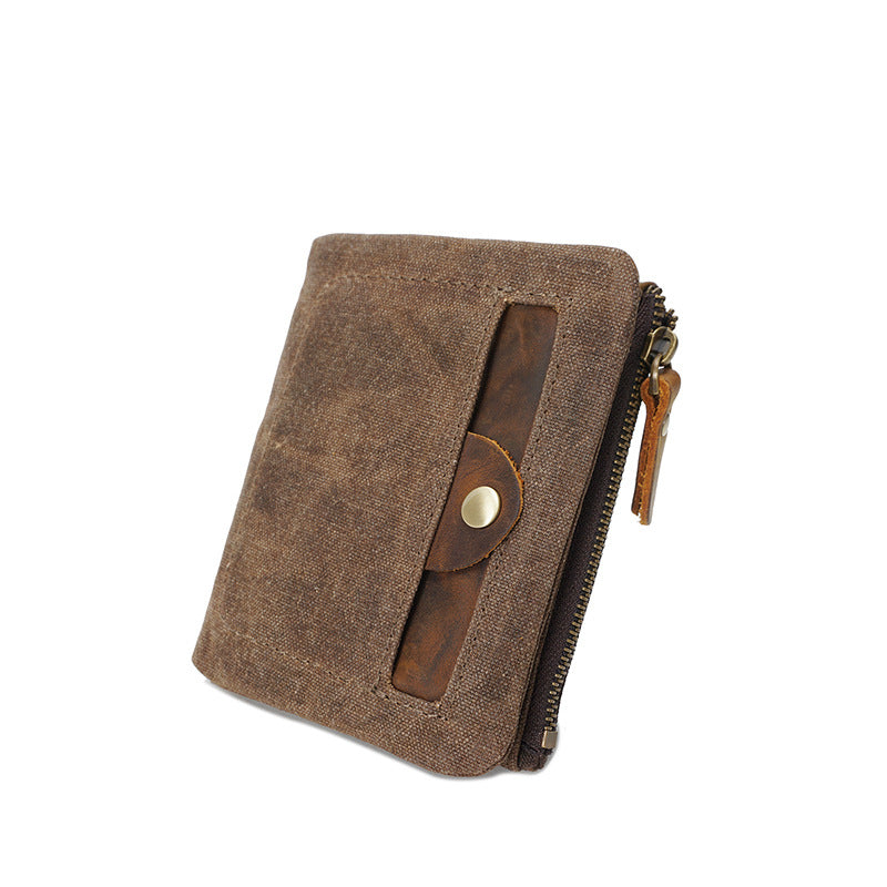Handmade Vintage Zipper Canvas Wallet for Men’s Accessories
