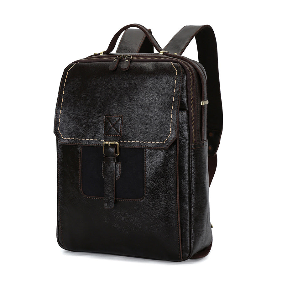 Handmade Vintage Zipper Full-Grain Leather Men’s Laptop Backpack