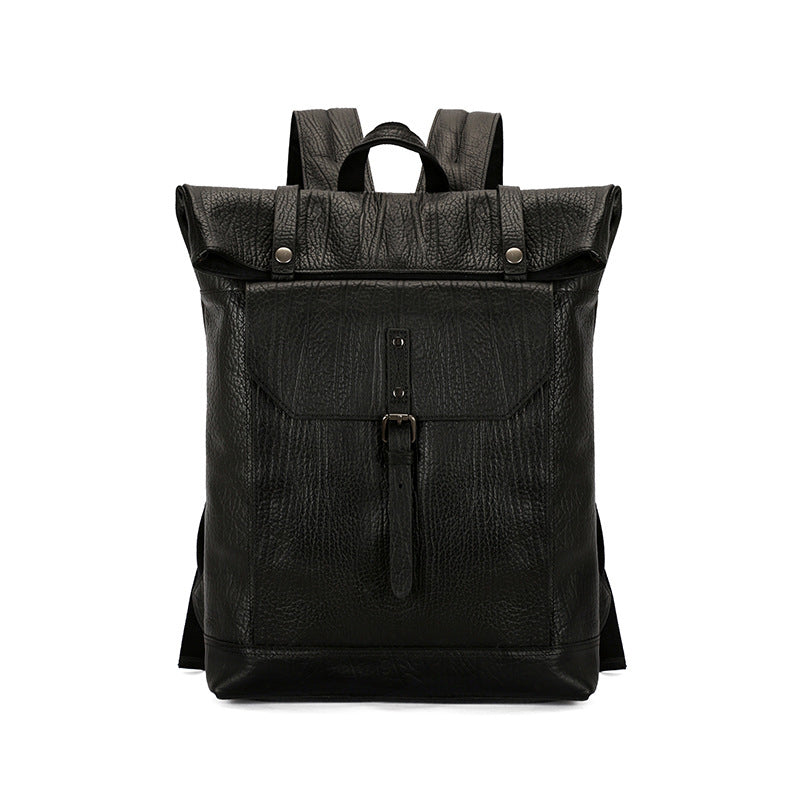 Handmade Vintage Zipper Full-Grain Leather Men's Travel Laptop Backpack