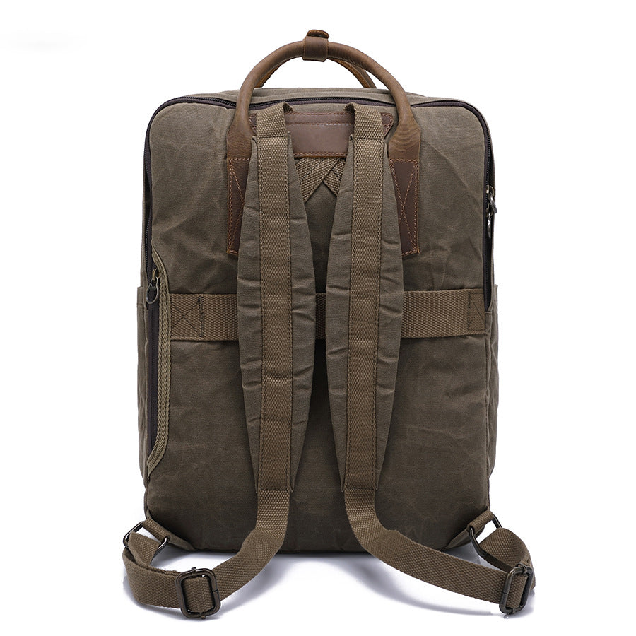 canvas leather backpack zipper Handmade Zipper Waxed Canvas Leather Men’s Travel Backpack