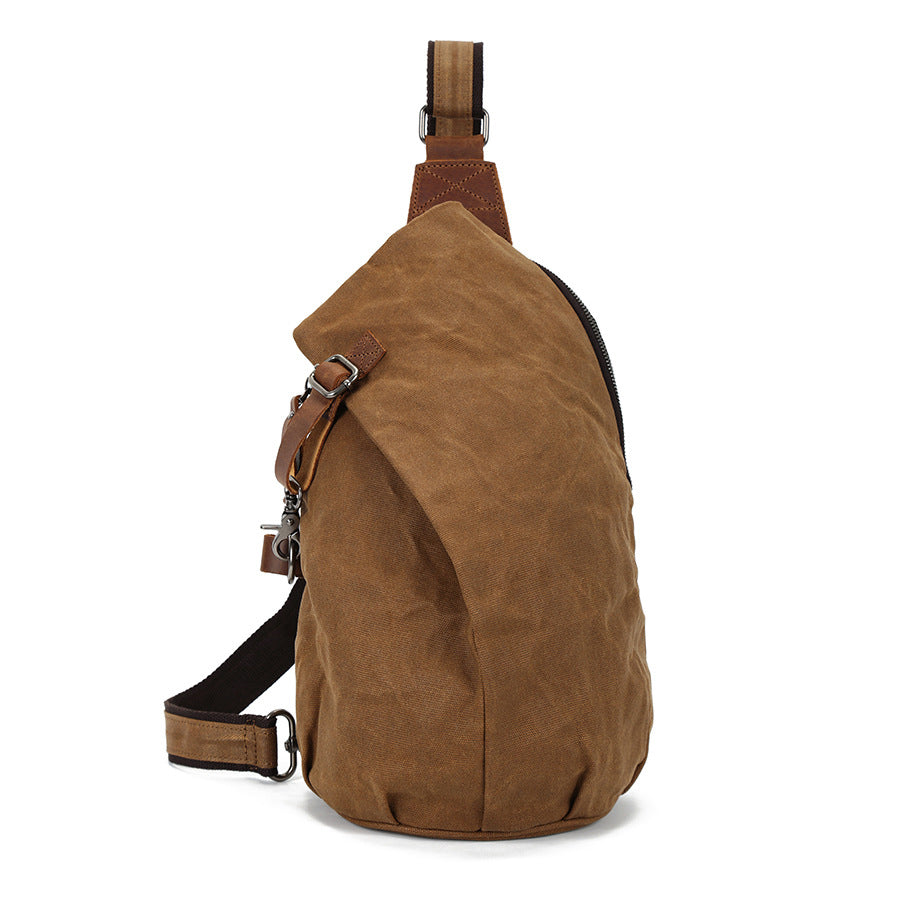 Handmade Waterproof Vintage Zipper Canvas Men’s Crossbody Chest Bag