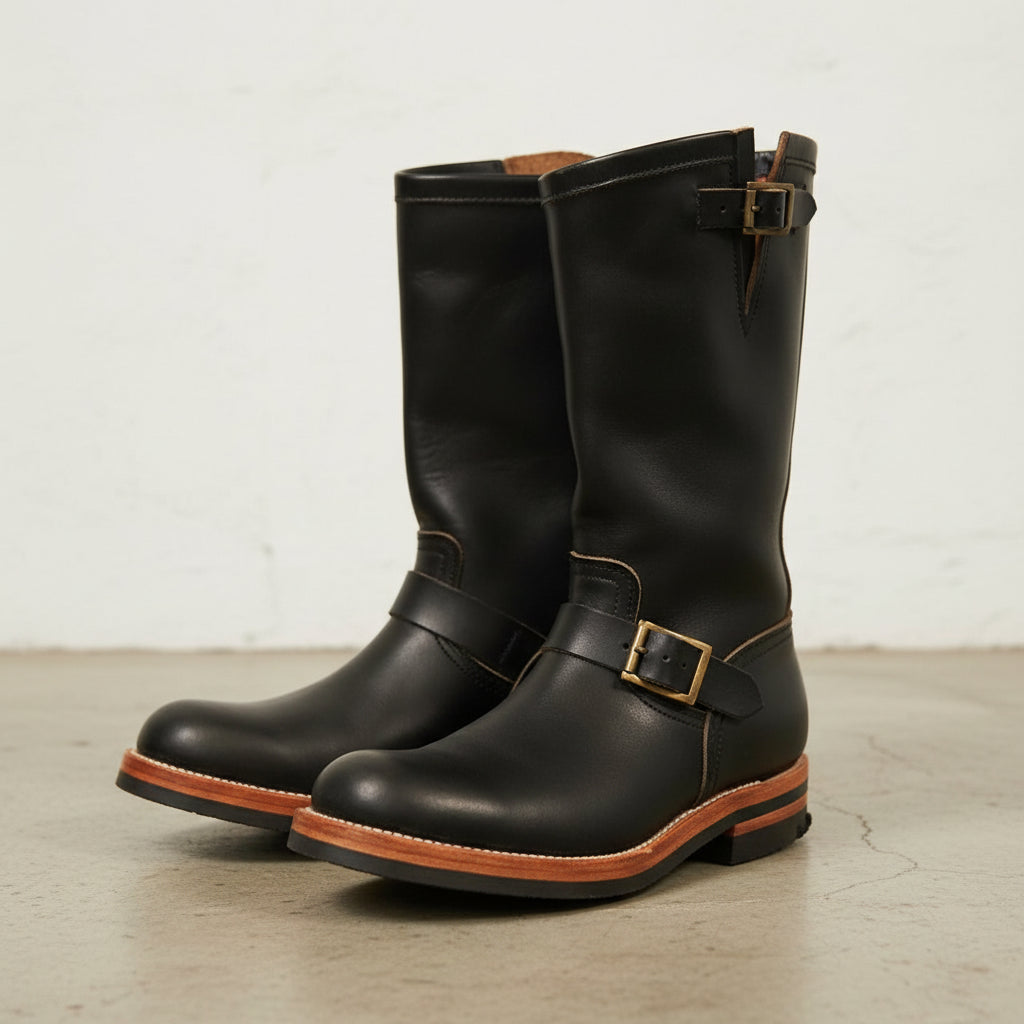 Handmade Western Cowboy Boots Vintage Buckle Square Heel Side Zipper - 3-4-right-view