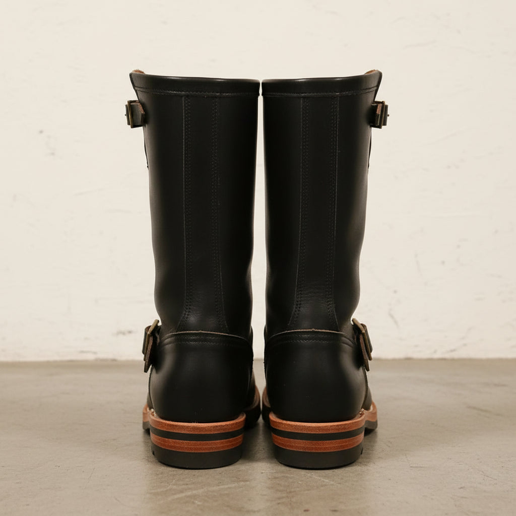 Handmade Western Cowboy Boots Vintage Buckle Square Heel Side Zipper - back-view