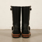 Handmade Western Cowboy Boots Vintage Buckle Square Heel Side Zipper - back-view