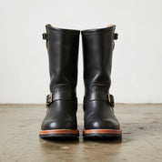 Handmade Western Cowboy Boots Vintage Buckle Square Heel Side Zipper - front-view