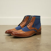 Handmade Wingtip Brogue Lace -Up Full-Grain Leather Men’s Ankle Boots - angle-view-showing-depth