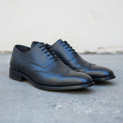 Handmade Wingtip Oxford Lace-Up Full-Grain Leather Men’s dress shoes - 3-4-right-view