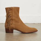 Handmade Women's Cow Leather Suede Fringe Ankle Boots - detail-view-showing-texture