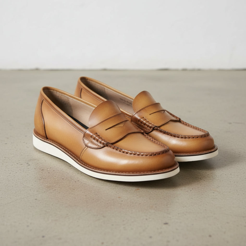 Handmade Women's Full Grain Patent Leather Modern Loafers - 3-4-right-view