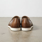 Handmade Women's Full Grain Patent Leather Modern Loafers - back-view