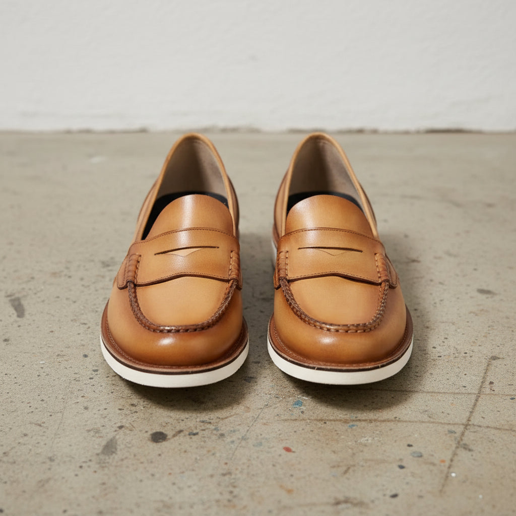 Handmade Women's Full Grain Patent Leather Modern Loafers - front-view