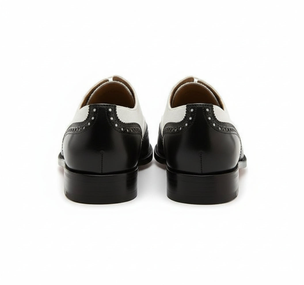 Handcrafted Black and White Wingtip Men's Dress Shoes – Rebels Market