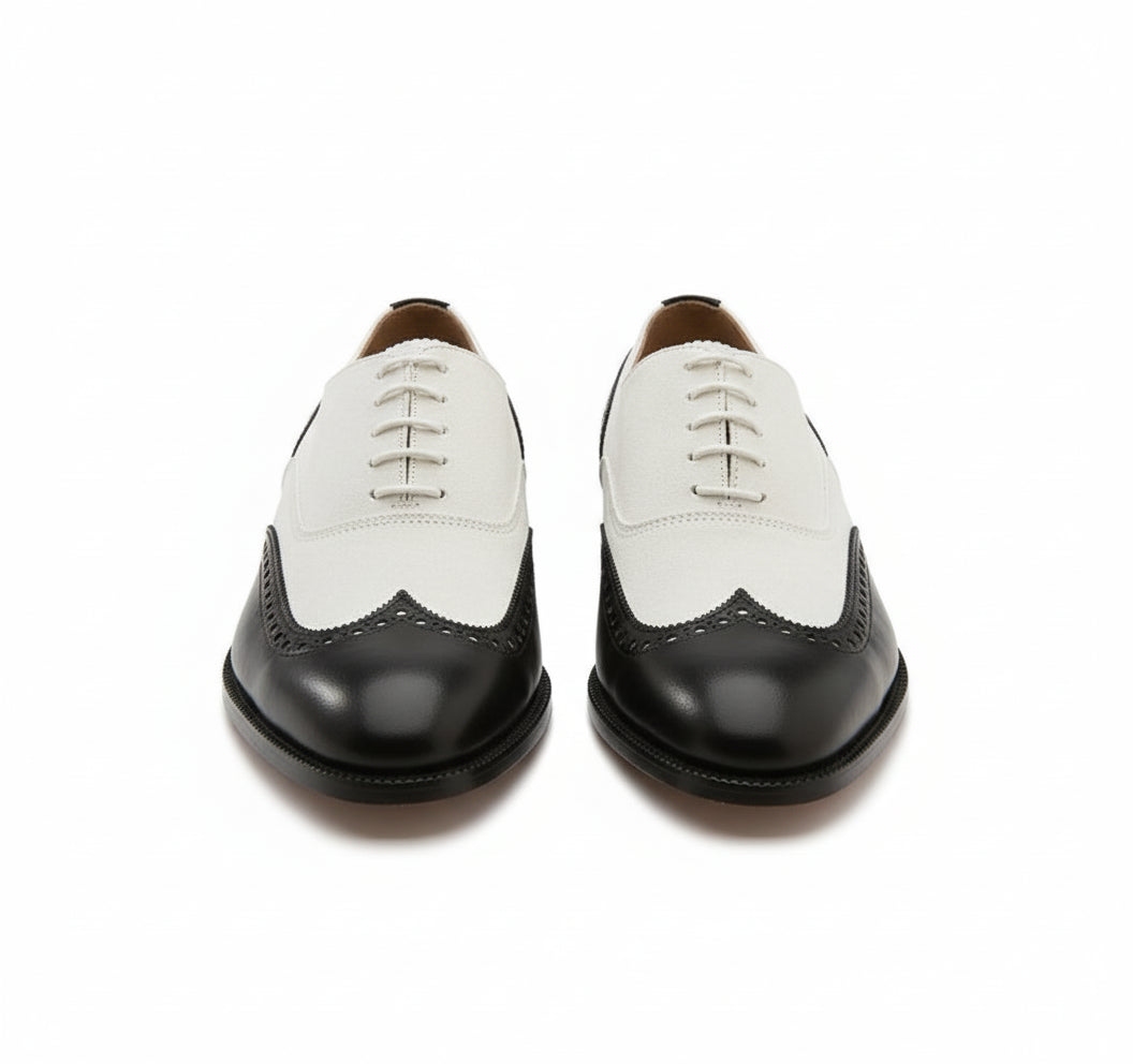 Handcrafted Black and White Wingtip Men's Dress Shoes – Rebels Market