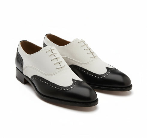 Handcrafted Black and White Wingtip Men's Dress Shoes – Rebels Market