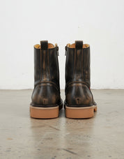 Heavy Duty Biker Boots - Calf Leather Biker Footwear Sand Brown - back-view