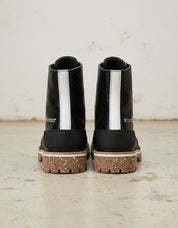 Hexagon-Patterned Men's Lace-Up Motorcycle Boots - back-view