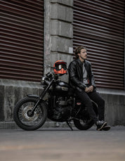 Hexagon-Patterned Men's Lace-Up Motorcycle Boots