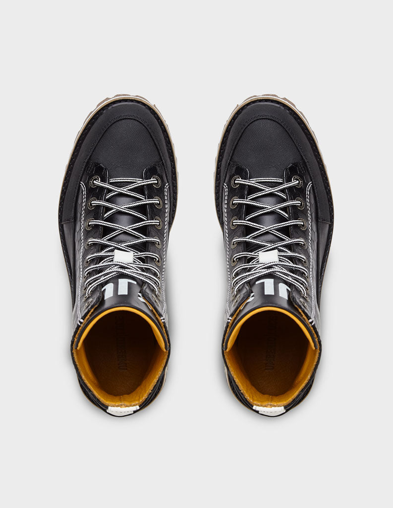 Hexagon-Patterned Men's Lace-Up Motorcycle Boots