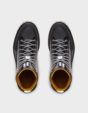 Hexagon-Patterned Men's Lace-Up Motorcycle Boots