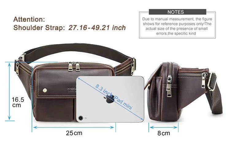 Men's Multi-Zipper Waist Pack Bag - Waist Pack for Outdoor Adventures