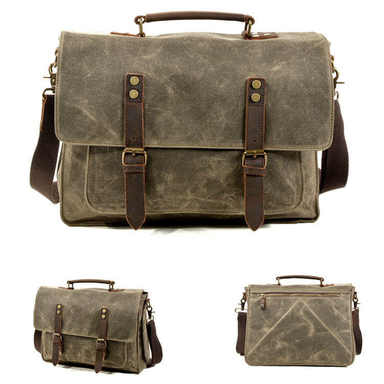 High-Quality Vintage Oil Wax Canvas Shoulder Bag for Men