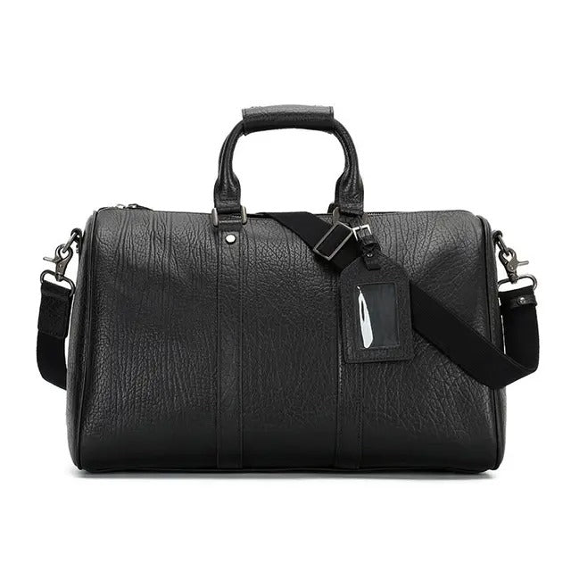 Men's Dark Brown Pebbled Leather Duffel Bag — Benington