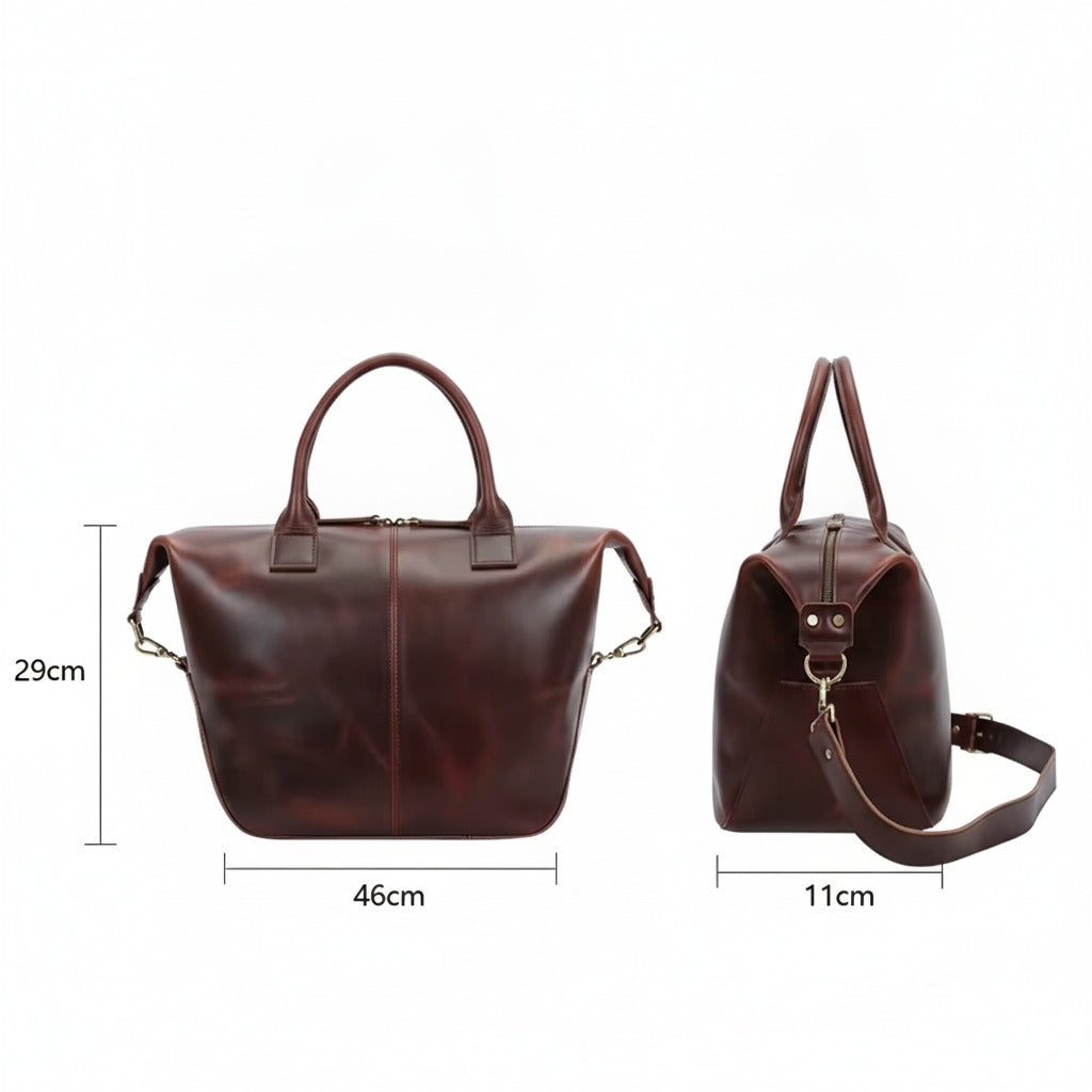 Women's Brown Leather Duffel Bag — Oliver