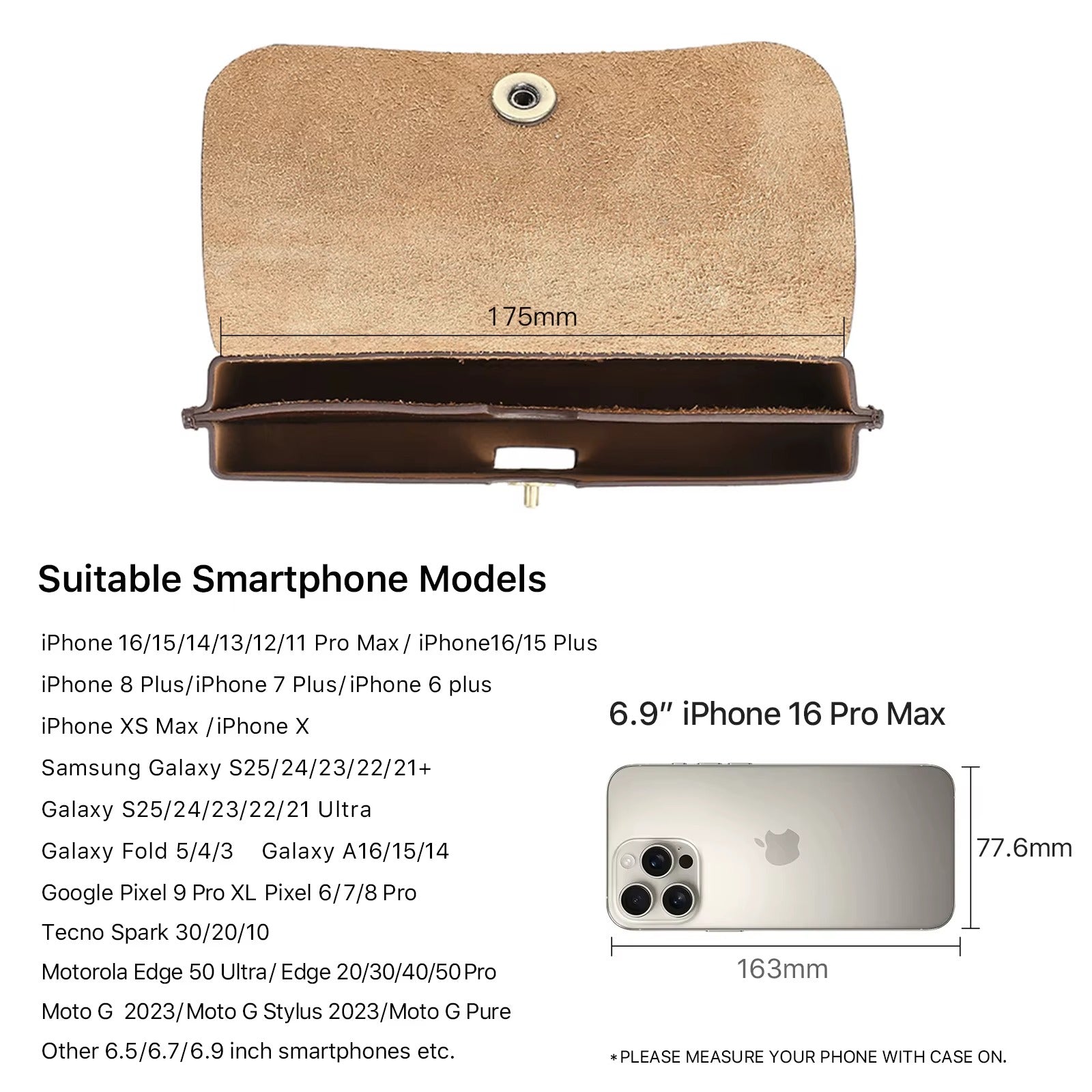 Brown Leather Dual Compartment Phone Case — Boscombe