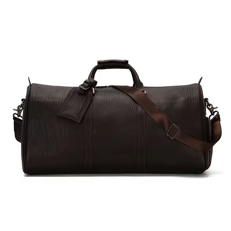 Handcrafted  Leather Zipper Large Men’s Travel Duffel Bag