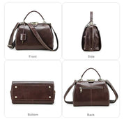 Handmade Genuine Leather Work Bag for Women, Work Handbag with Lock & Pendant