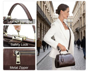 Handmade Genuine Leather Work Bag for Women, Work Handbag with Lock & Pendant