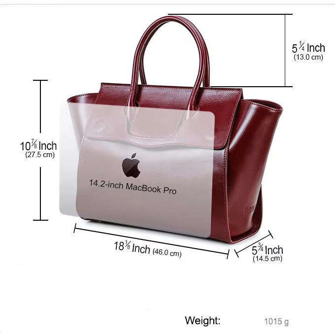 Handmade Full Grain Leather Work Handbag for Women, Vintage Multi-Compartment Laptop Bag