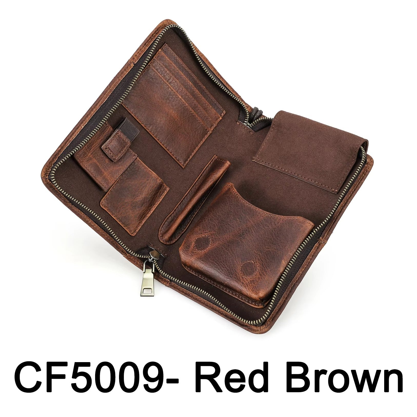 Brown Pebbled Leather 5 Slot Cigar Case — Enbrook