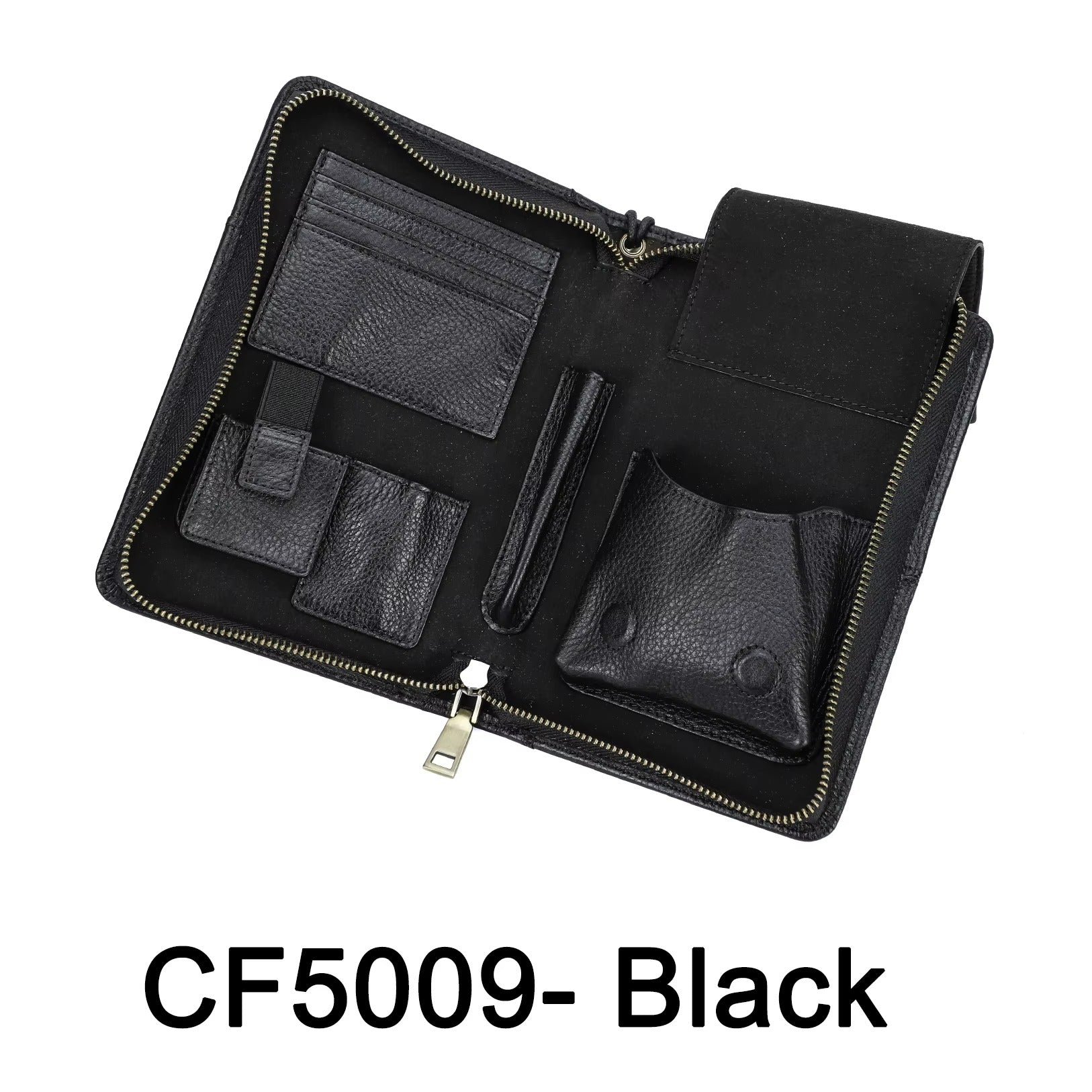 Brown Pebbled Leather 5 Slot Cigar Case — Enbrook