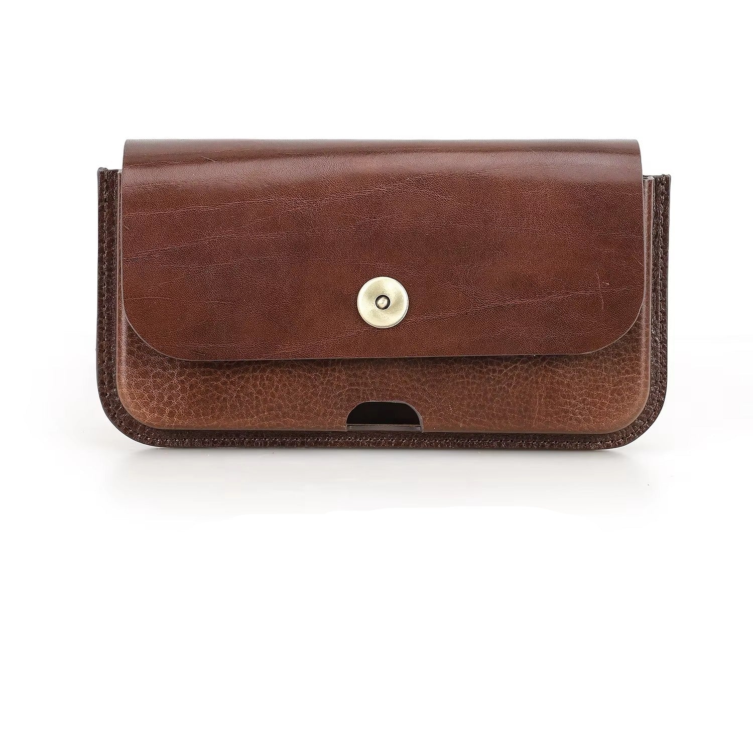 Brown Leather Dual Compartment Phone Case — Boscombe