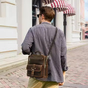 Men's Casual Leather Messenger Bag, Compact Crossbody Bag for iPad
