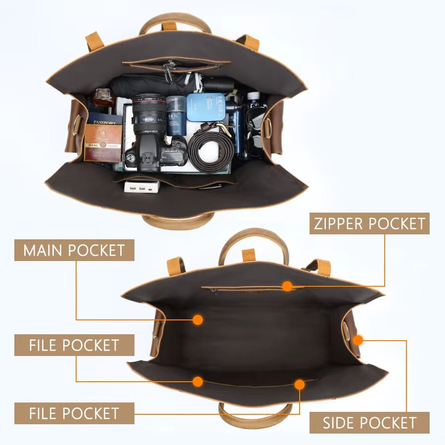 Rustic Leather Duffle Bag - A Timeless Classic