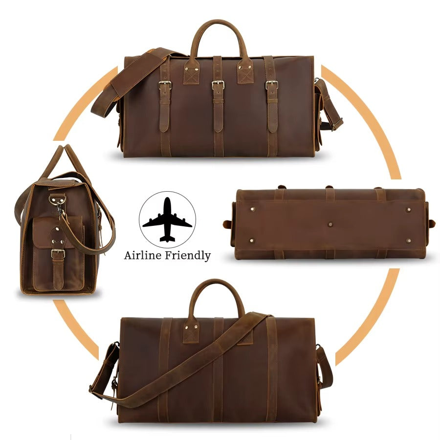 Rustic Leather Duffle Bag - A Timeless Classic