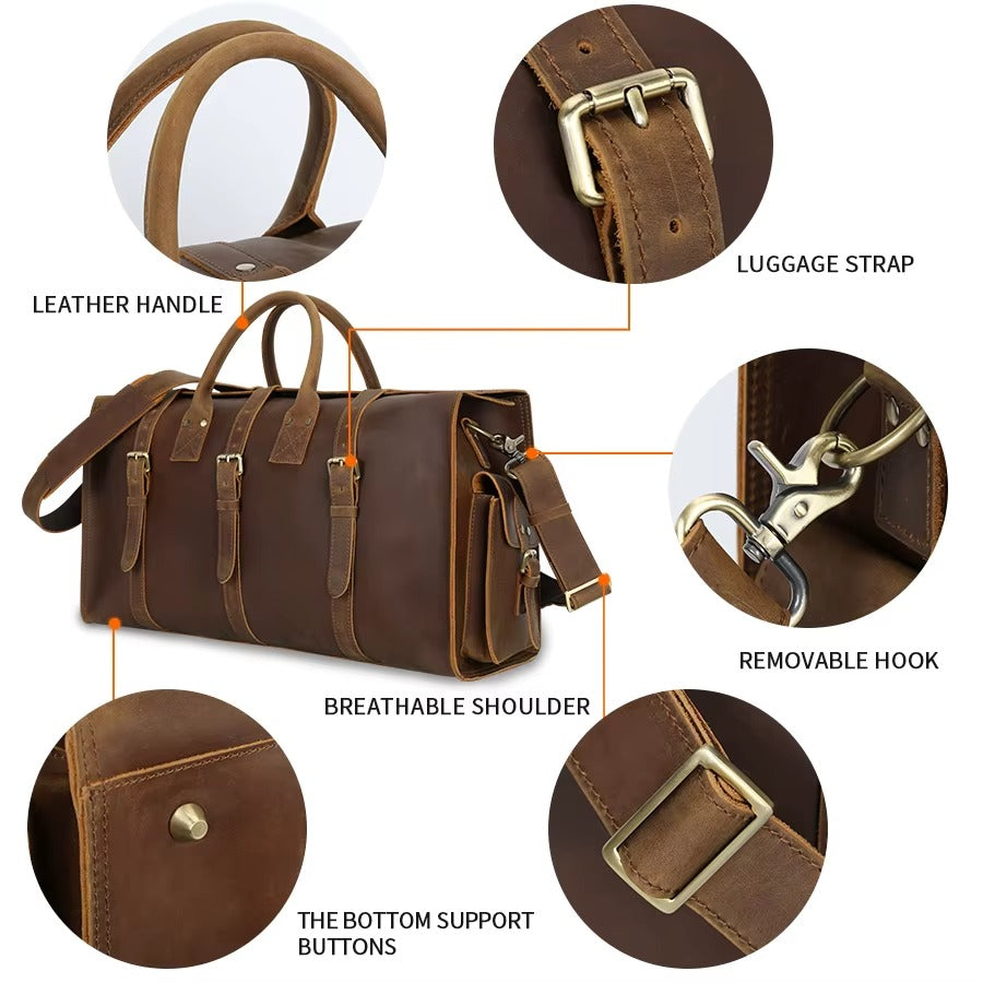 Rustic Leather Duffle Bag - A Timeless Classic