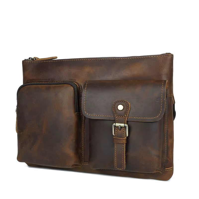 Men's Genuine Leather Crossbody Laptop Messenger Bag