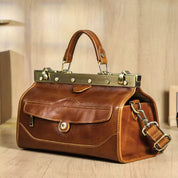 Handmade Genuine Leather Doctor Bag , Mini Box Handbag for Women