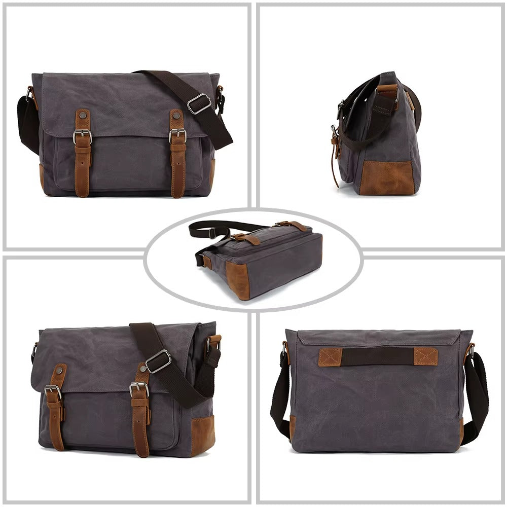 Handmade Canvas and Leather Messenger Bag