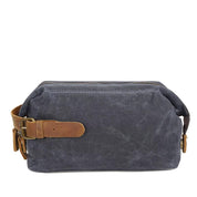 Men's Waterproof Travel Toiletry Bag, Canvas and Leather Minimalist Design