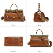 Handmade Genuine Leather Doctor Bag , Mini Box Handbag for Women